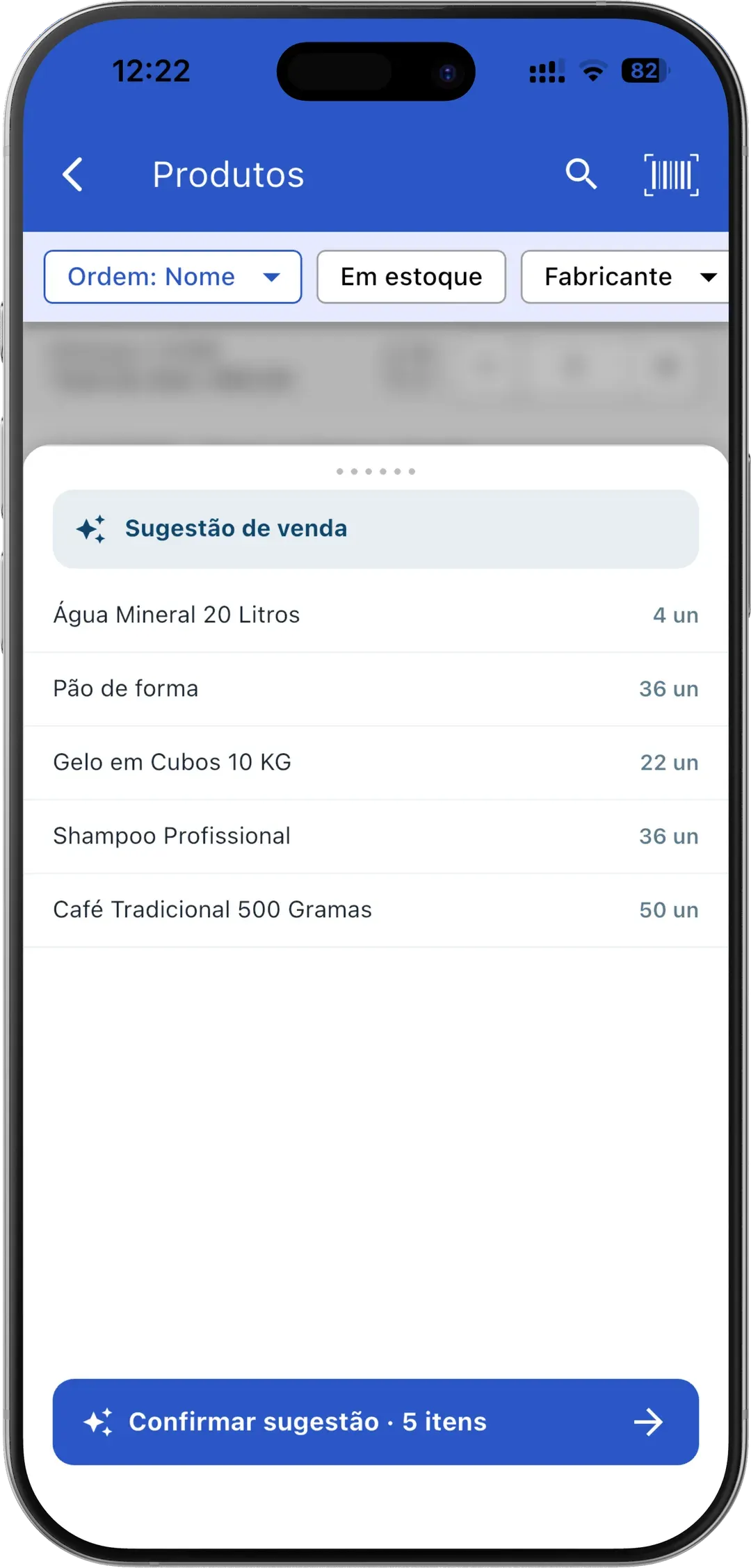 App VendasExternas — sugestão de venda